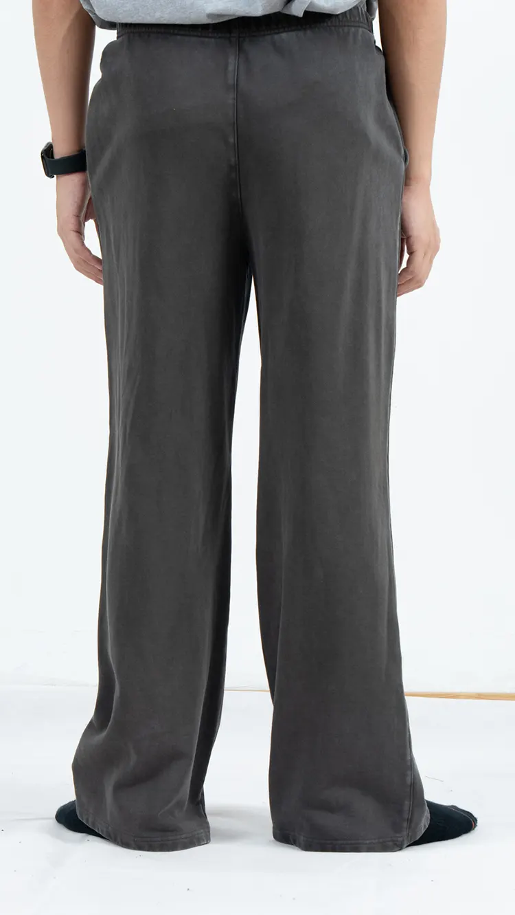Charcoal Wide-Leg Sweatpants with Faded-Look Seams