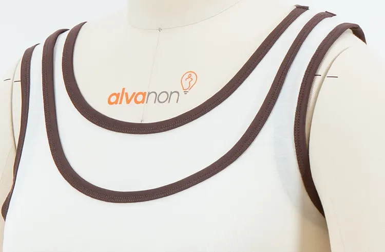 White Tank Top with Double Brown Neckline Trim