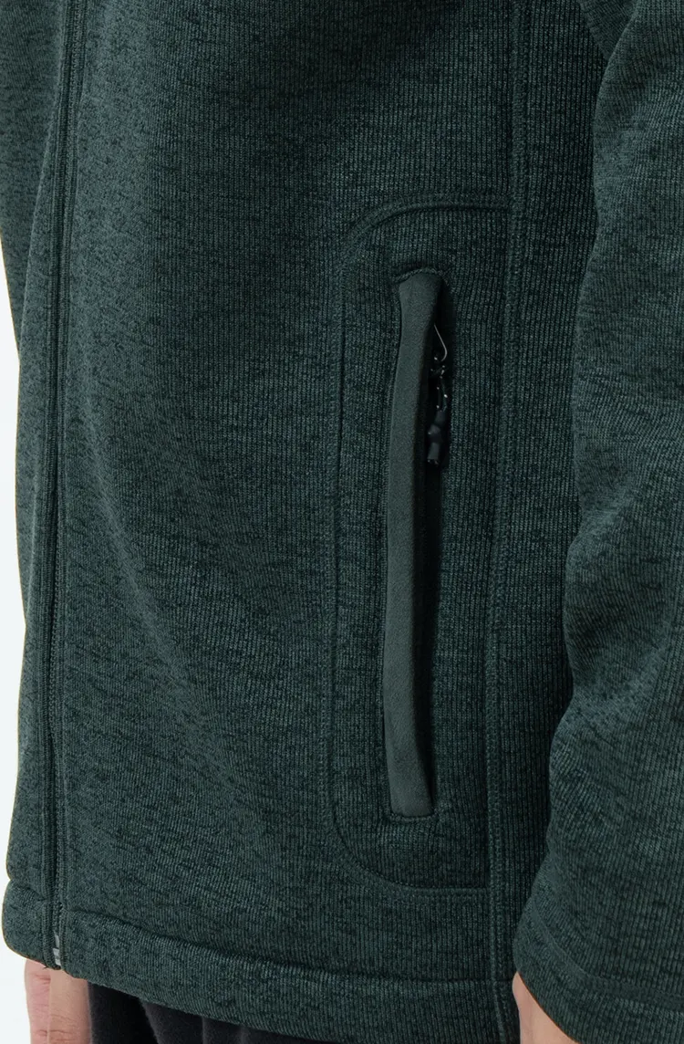 Green Stand Collar Zip Jacket with Zipped Chest and Side Pockets