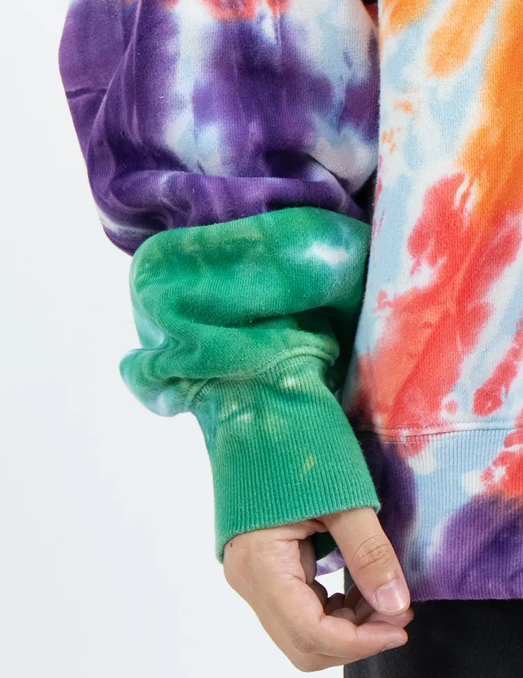 Oversized Pullover Hoodie with Multicolor Spiral Tie-Dye Effect